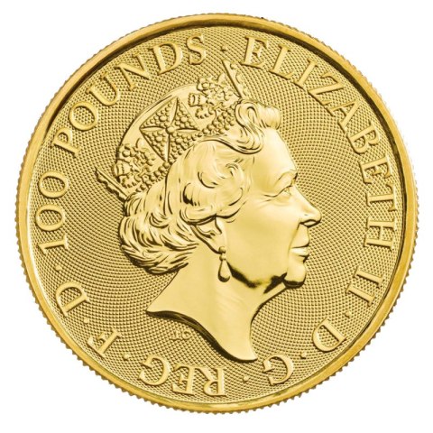 1 oz Sokół 2019 złota moneta Bestie Królowej rewers heraldyczny