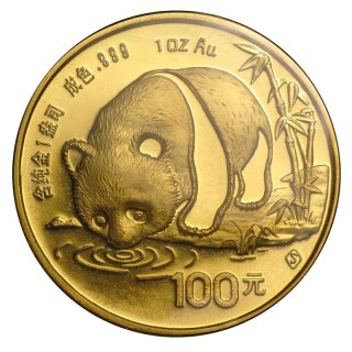 1 Uncja Chińska Panda Złota Moneta | 1987 | Uszkodzona