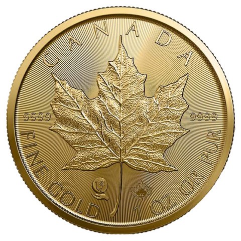 Złota moneta 1 oz Liść Klonowy 2022 – awers z królową Elżbietą II