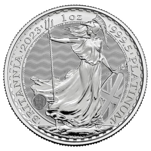 1 oz Britannia Karol III Platynowa Moneta 2023 rewers – postać Britannii z zabezpieczeniami