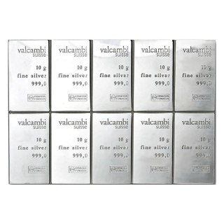10 x 10g Srebrna Sztabka | CombiBar® | Valcambi
