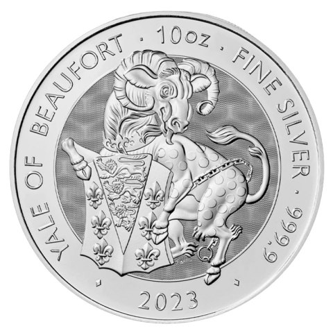 10 oz Tudor Beasts Yale of Beaufort srebrna moneta 2023 w kapslu ochronnym