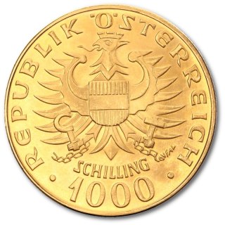 1000 Szylingów Austriackich Babenberger Złota Moneta