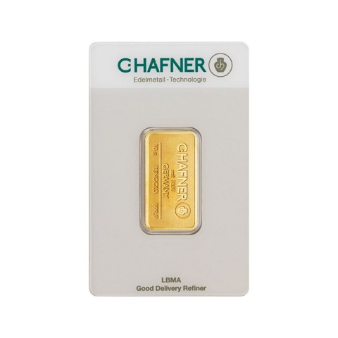 Złota sztabka 10g C.Hafner – niemiecka sztabka inwestycyjna o próbie 999,9 w blistrze ochronnym