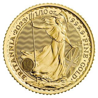 1/10 Uncji Britannia Karol III Złota Moneta | 2023