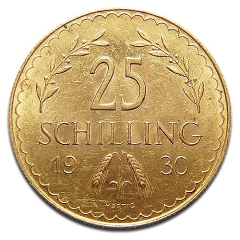 25 Szylingów Austriackich Złota Moneta | 1926 - 1938