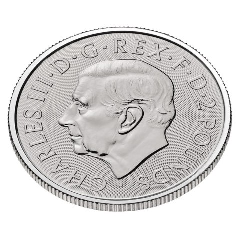 Beowulf srebrna moneta 1 oz 2024 – awers z królem Karolem III