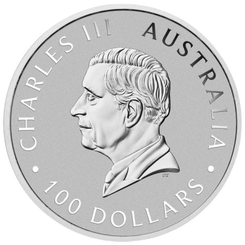 Awers monety 1 oz Perth Mint 125 Rocznica 2024 – Król Karol III