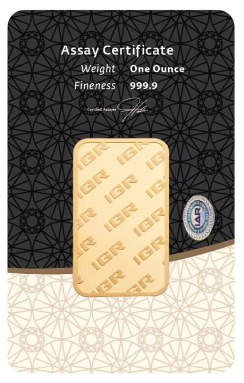Złota sztabka 1 oz Istanbul Gold Refinery IGR w blistrze – złoto inwestycyjne 999.9 z certyfikatem