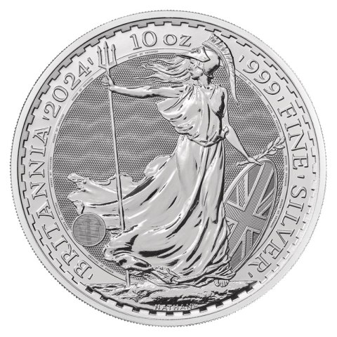 10 oz Britannia Karol III 2024 srebrna moneta The Royal Mint – awers z królem Karolem III