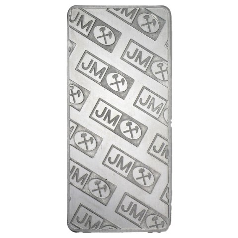 10 oz Platynowa Sztabka Johnson Matthey – przód z logo i próbą 999,9