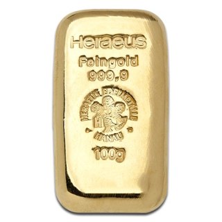 100g Złota Sztabka Odlewana | Heraeus