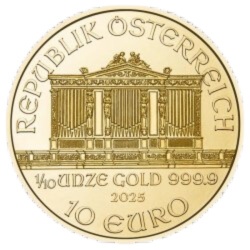 1/10 oz Filharmonicy Wiedeńscy Złota Moneta 2025 - złoto próby .9999 - inwestycja i kolekcja