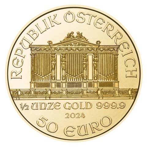 1/2 oz Filharmonicy Wiedeńscy 2024 – złota moneta w kapslu ochronnym