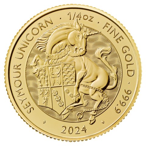 1/4 oz Tudor Beasts Jednorożec 2024 – złota moneta w kapslu ochronnym