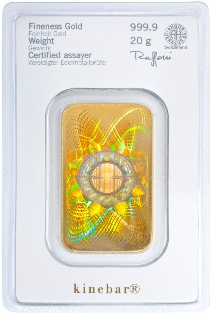 20g Złota Sztabka Heraeus Kinebar® z hologramem Kinegram® – przód