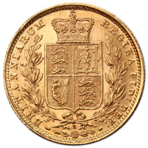 Suweren złoty Królowa Wiktoria rewers tarcza 1871–1887 – moneta historyczna