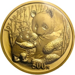 1 oz Chińska Panda 2005 złota moneta – awers ze Świątynią Nieba