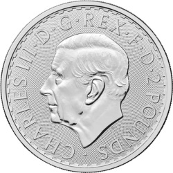 1 oz Britannia 2026 srebrna moneta z wizerunkiem Karola III w kapslu ochronnym