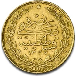 100 Kurusz Piastrów Turcja Złota Moneta | Mieszane Roczniki