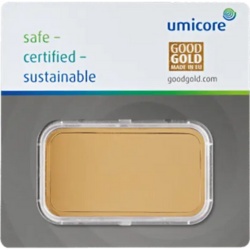 100g Złota Sztabka Umicore Bita – inwestycyjna sztabka złota próby 999.9 w certyfikowanym blistrze