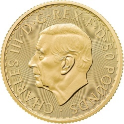 1/2 oz Britannia 2026 złota moneta z wizerunkiem Karola III w kapslu ochronnym