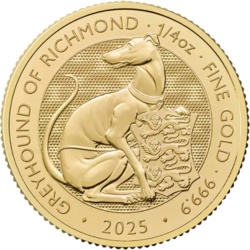 1/4 oz Tudor Beasts Greyhound of Richmond Złota Moneta | 2025