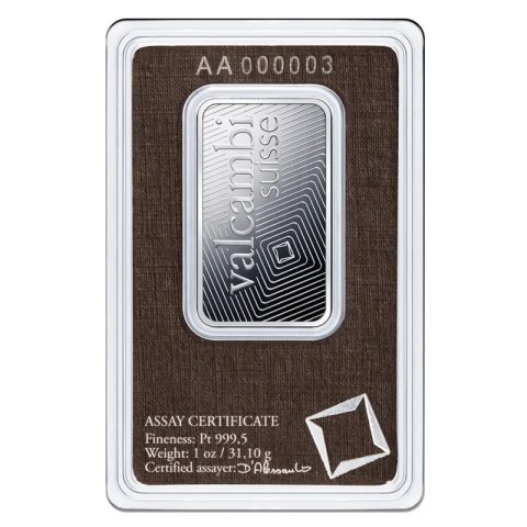1 oz Platinum Bar | Valcambi
