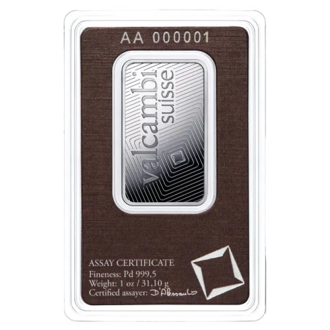 1 oz Palladium Bar | Valcambi