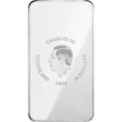 1 kg Silver Coin Bar Niue — obverse and reverse, 999 fine silver