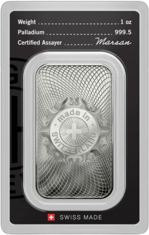 1 oz Palladium Bar Argor-Heraeus