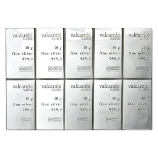 10 x 10 g CombiBar Silver Bar | Valcambi