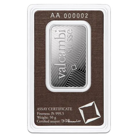 50 g Platinum Bar | Valcambi