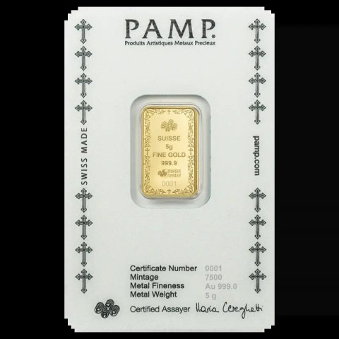 5 g Cross of Christianity Gold Bar | PAMP Suisse