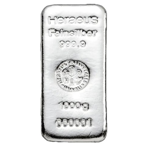 1 kg Cast Silver Bar | Heraeus
