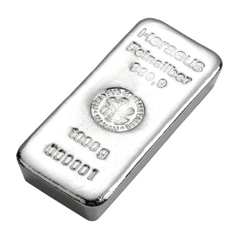1 kg Cast Silver Bar | Heraeus