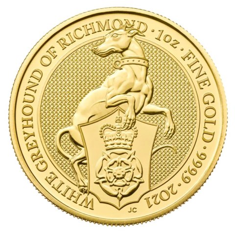 1 oz Queen’s Beasts White Greyhound of Richmond Gold Coin | 2021