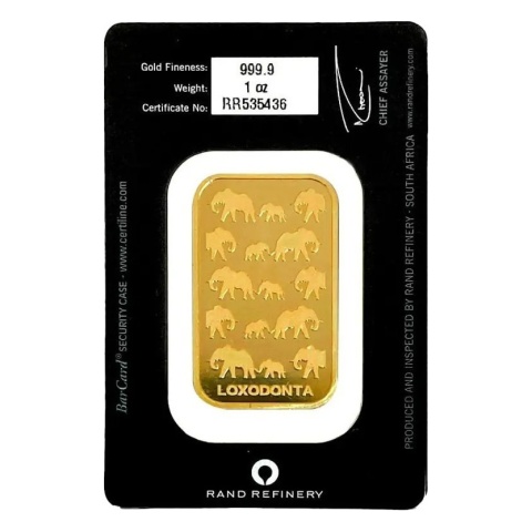 1 oz Loxodonta Africana Gold Bar | Rand Refinery