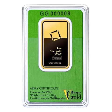 1 oz Gold Bar | Valcambi | Green Gold – reverse