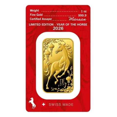 1 oz Year of the Horse Gold Bar 2026 | Argor-Heraeus