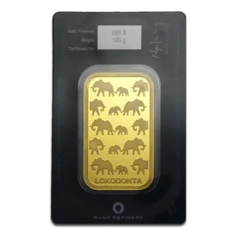 100 g African Elephant Gold Bar | Rand Refinery – reverse