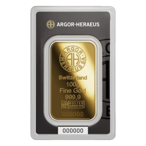 100 g Gold Bar | Argor-Heraeus | Minted – obverse