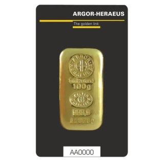 100 g Gold Bar | Argor-Heraeus | Cast