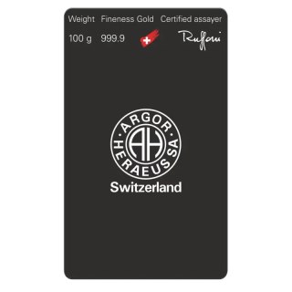 100 g Gold Bar | Argor-Heraeus | Cast