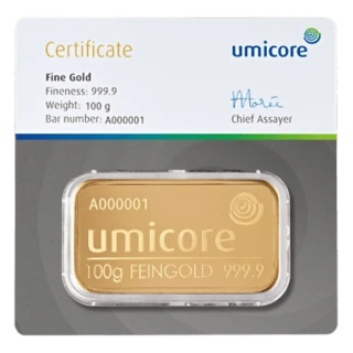 100 g Minted Gold Bar | Umicore
