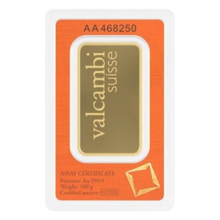 100 g Minted Gold Bar | Valcambi