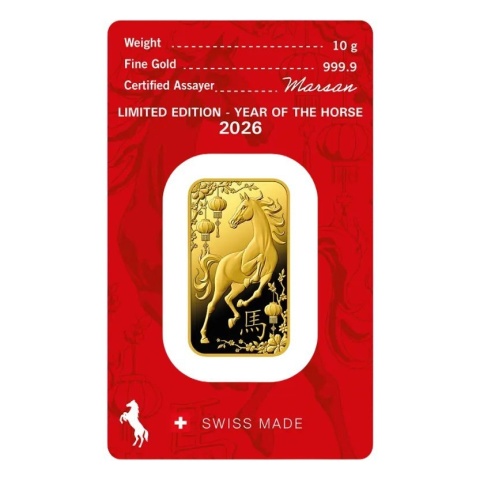 10 g Year of the Horse Gold Bar 2026 | Argor-Heraeus