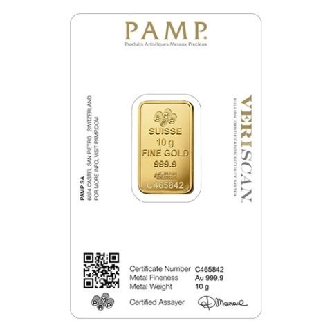 10 g Gold Bar | PAMP Fortuna – reverse