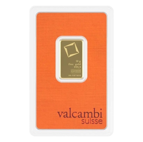 10 g Minted Gold Bar | Valcambi – obverse