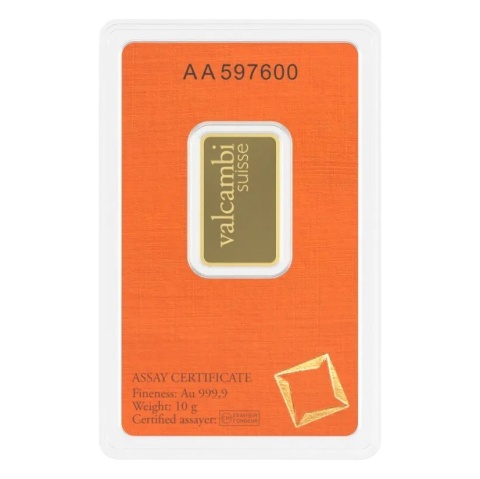 10 g Minted Gold Bar | Valcambi – reverse